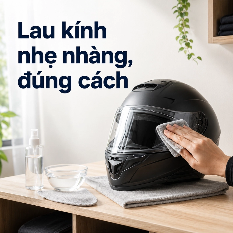 Cách bảo quản mũ fullface thông qua vệ sinh kính