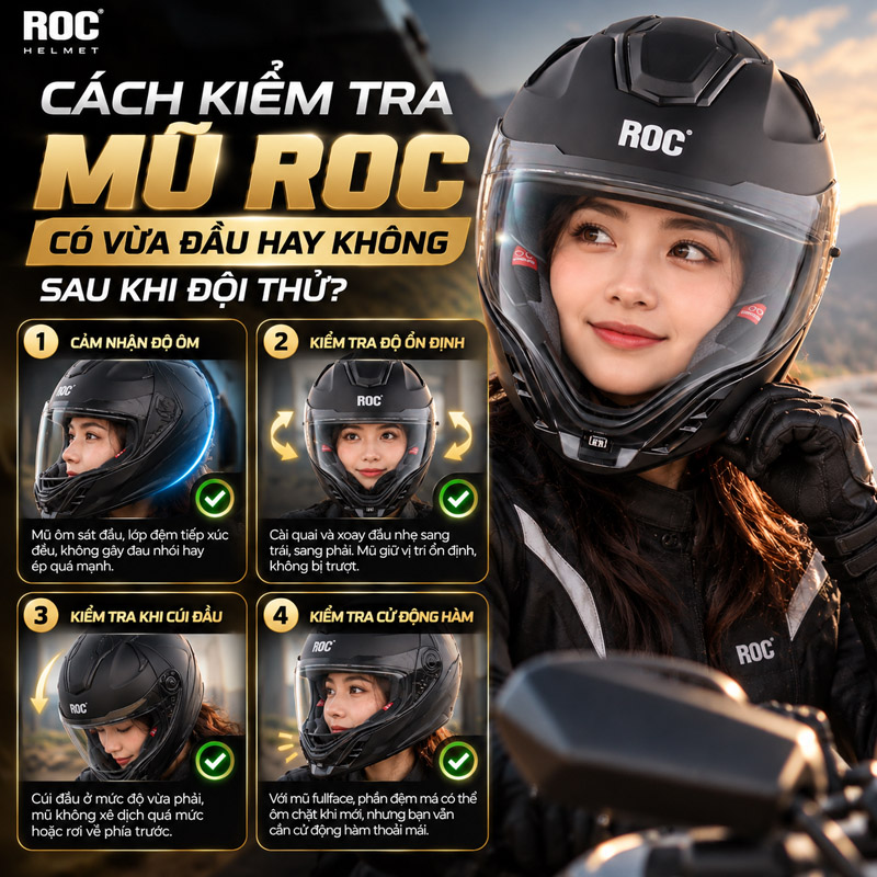 Cách kiểm tra mũ ROC có vừa đầu hay không sau khi đội thử