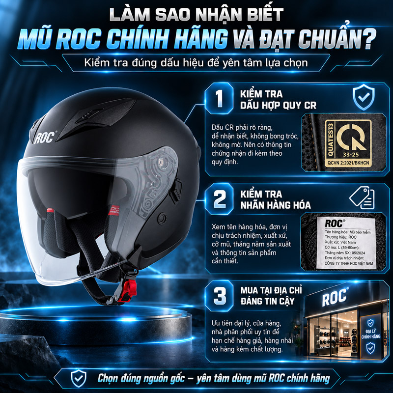 Giải đáp: Mũ bảo hiểm ROC có đạt chuẩn QCVN không? 9 Làm sao nhận biết mũ ROC chính hãng và đạt chuẩn?