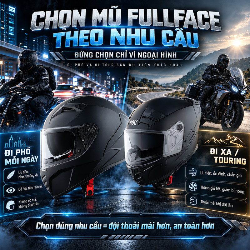 Mũ fullface dưới 2 triệu nên mua loại nào? 9 Chọn mũ fullface theo nhu cầu, đừng chọn chỉ vì ngoại hình