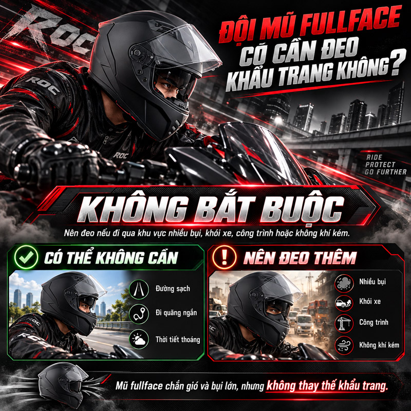 Giải đáp: Đội mũ fullface có cần đeo khẩu trang không? 2 Đội mũ fullface có cần đeo khẩu trang không?