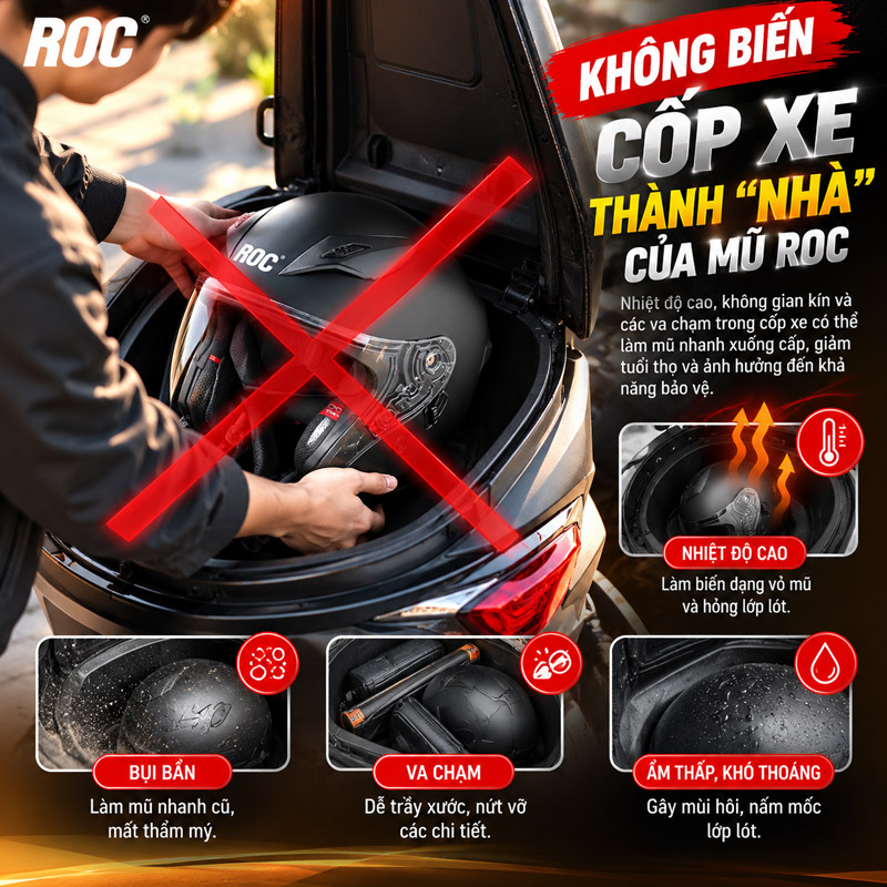 Không biến cốp xe thành “nhà” của mũ