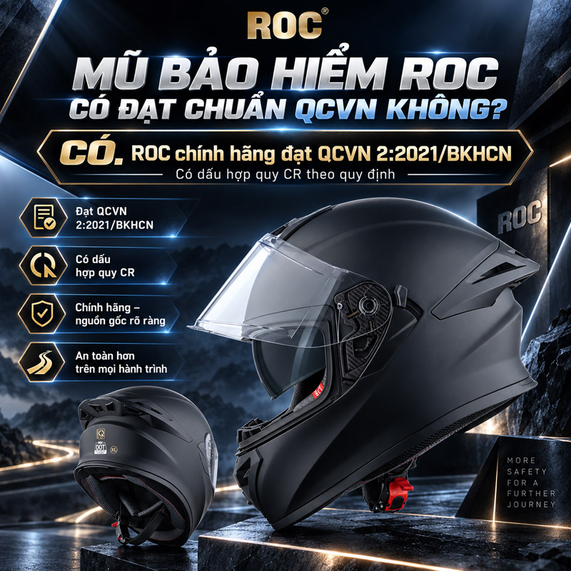 Giải đáp: Mũ bảo hiểm ROC có đạt chuẩn QCVN không? 3 Mũ bảo hiểm ROC có đạt chuẩn QCVN không?