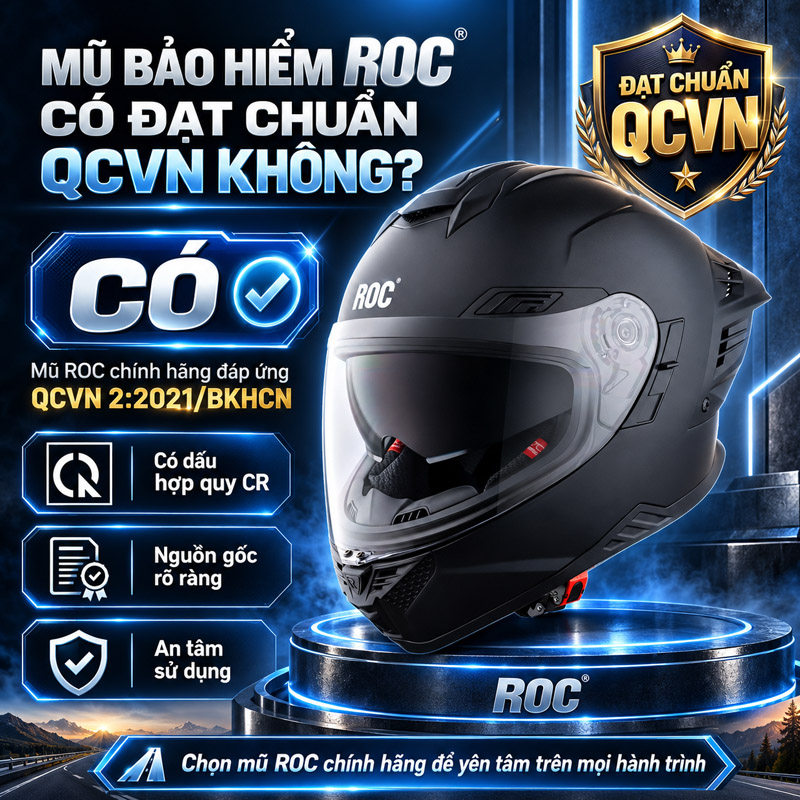 Mũ bảo hiểm ROC có đạt chuẩn QCVN không?