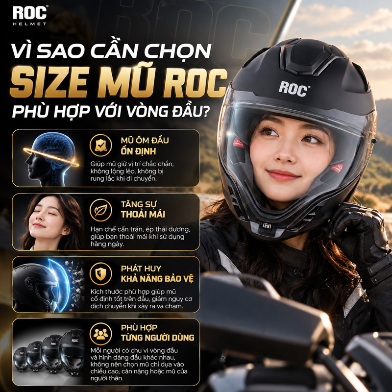 Vì sao cần chọn size mũ ROC phù hợp với vòng đầu?